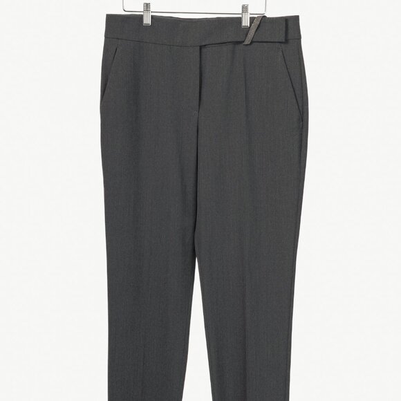 Brunello Cucinelli SS/21 Grey Wool-Blend Monili-Bead Trousers - Picture 1 of 14